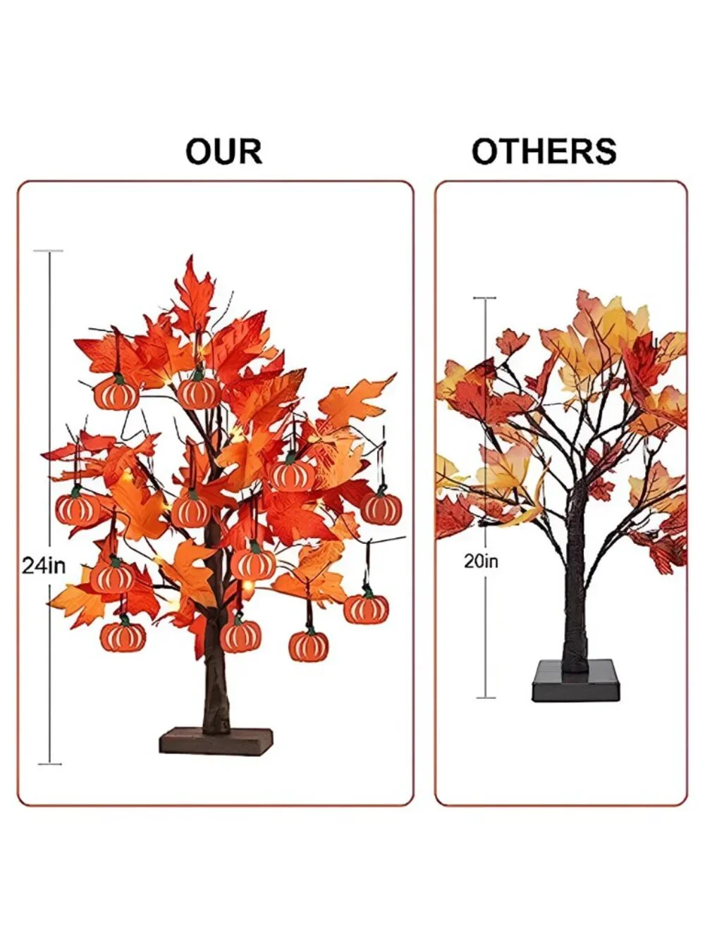 Fall Decorations for Home, Thanksgiving Decorations, 24”2FT Lighted Maple